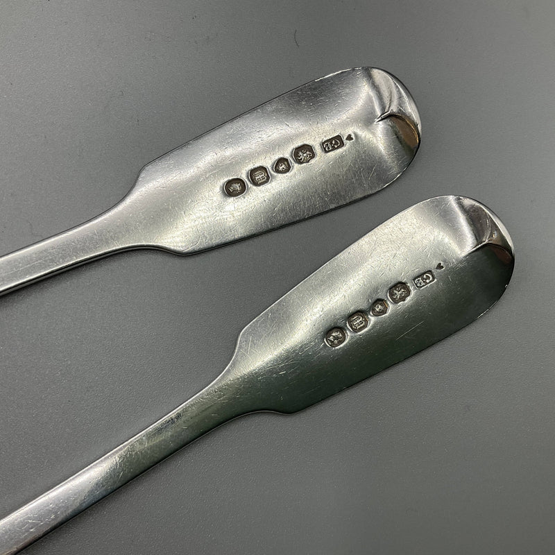 Pair of early Victorian silver tablespoons