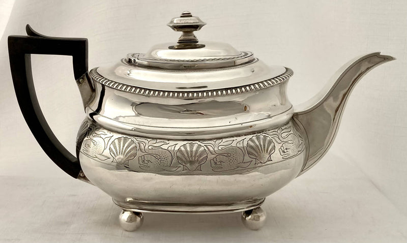 Georgian, George III, Silver Tea Set. London 1810 Solomon Hougham. 36 troy ounces.