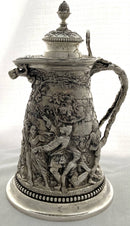 Victorian Teniers Style Silver Plated Wine Jug. John Grinsell & Sons, Birmingham circa 1870 - 1890.