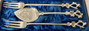 Cased set of Aesthetic movement naturalsitic pickle forks and preserve spoon, circa 1880 - 1900.