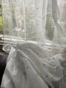 Beautiful Madras high end pale blue polka curtain Panelling 66”/120”length to finish