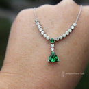 Handmade 18ct White Gold Fine Tsavorite & Diamond Necklace