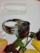 New 925S Ruby Zoisite Cambodian Zircon Ring - 16Cts