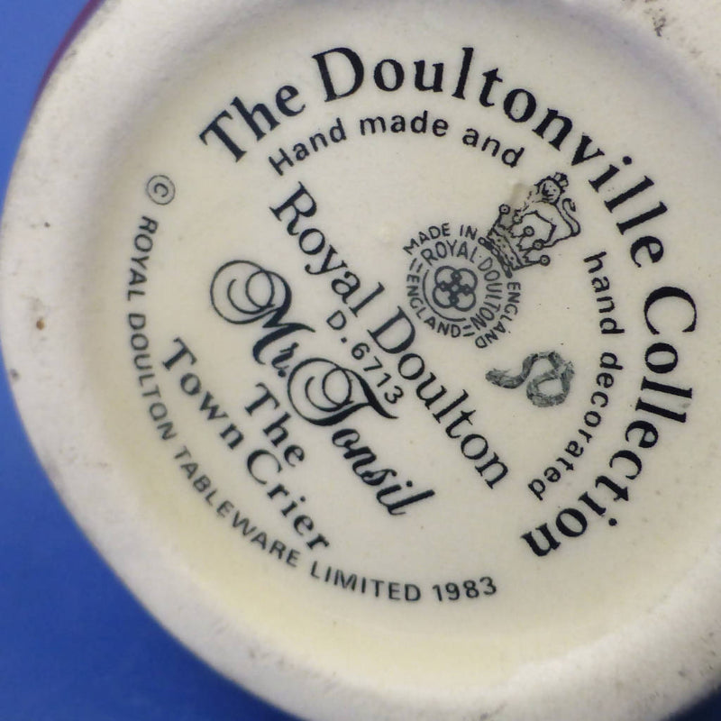 Royal Doulton Doultonville Toby Jug - Mr Tonsil The Town Crier D6713