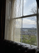 High end pure cotton trellis Ecru Cream madras Lace Curtaining 48"/110"