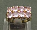 9ct gold, double row amethysts ring, size N