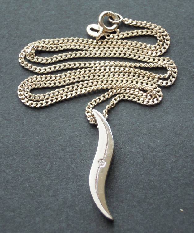 Modernist silver and diamond necklace