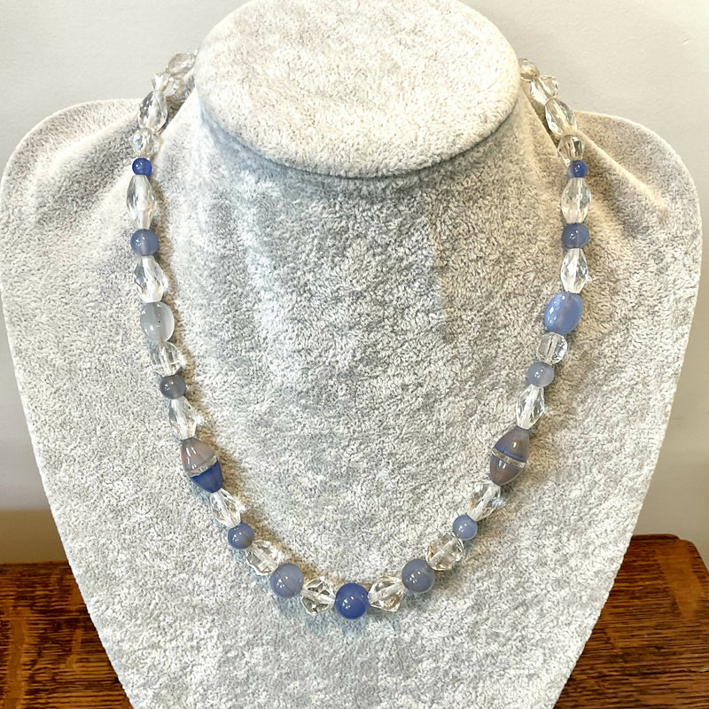 Vintage chalcedony and crystal necklace