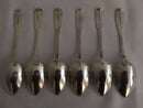 Georgian, George III, set of six silver dessert spoons. London 1820 Solomon Royes. 8.8 troy ounces.