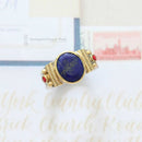 French Bijoux Canyon Silver Lapis Lazuli & Coral Ring