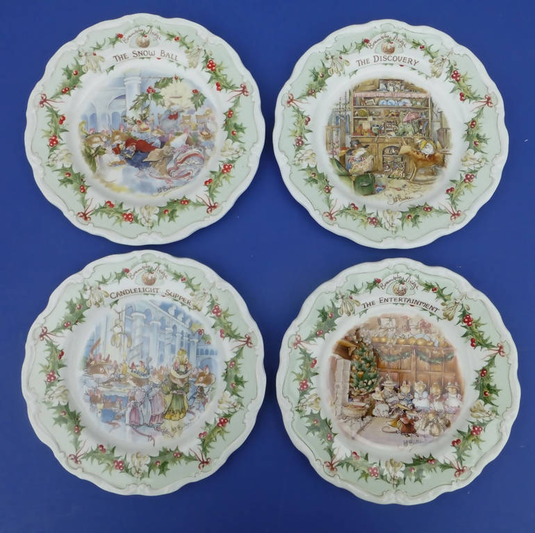 Royal Doulton Brambly Hedge Midwinter Plates - The Discovery, The Entertainment, The Snow Ball and Candlelight Supper (Set of Four)
