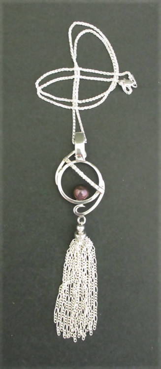 Jake: Peacock pearl and zirconias silver pendant