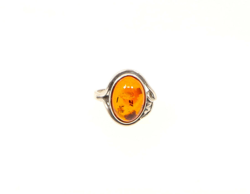 Vintage Silver & Amber Ring