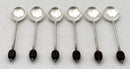 George V Cased Set of Six Silver Coffee Bean Spoons. Sheffield 1933 Thomas Turner & Co. 1.8 troy ounces.