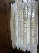 Scottish Madras Panel Remnant Semi Finished with Ornamental Floral Vase design in White 67” / 37”