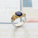 French Bijoux Canyon Silver Lapis Lazuli & Coral Ring
