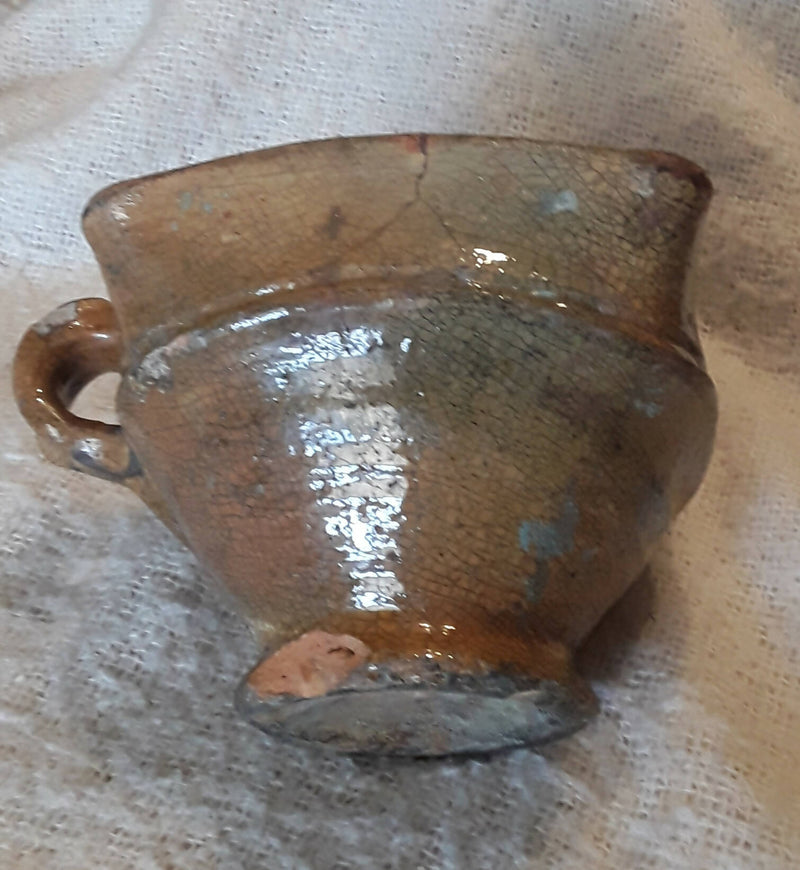 An Early Stuart Period Glazed Terracotta Cup Warmer.