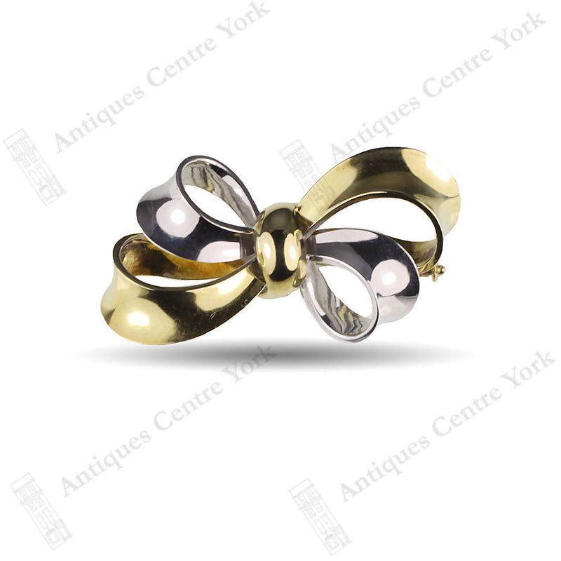 14ct Two Colour Gold Ribbon Brooch