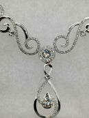 New Swarovski White Zirconia (Rnd) Necklace (Size 18 with 2 inch Extender) in Rhodium Overlay Sterling Silver