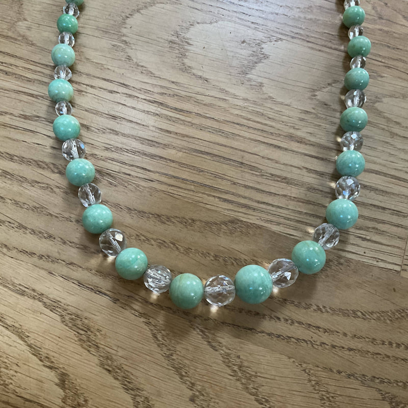 Amazonite and crystal necklace