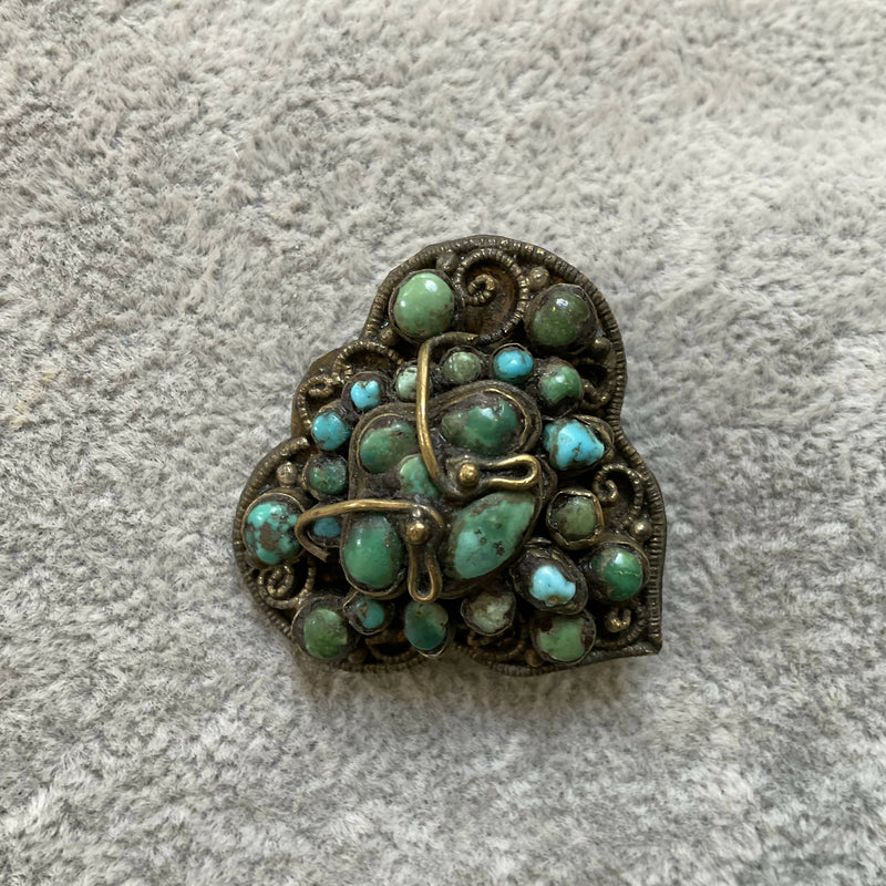 Vintage Nepali turquoise brooch