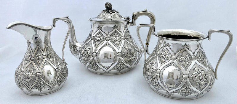 Victorian Silver Plated Ornate Tea Set. Atkins Brothers, Sheffield, circa 1875.