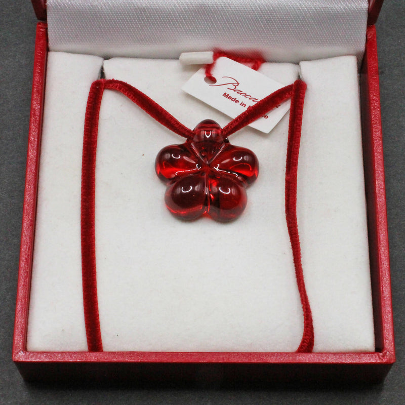 Baccarat red crystal flower pendant