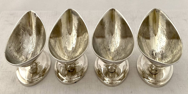 George III Four Scottish Silver Salts, Crested for Stuart of Bute. Edinburgh circa 1780 - 1810. 8.4 troy ounces.