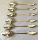 Cased set of six silver plated Art Nouveau teaspoons.