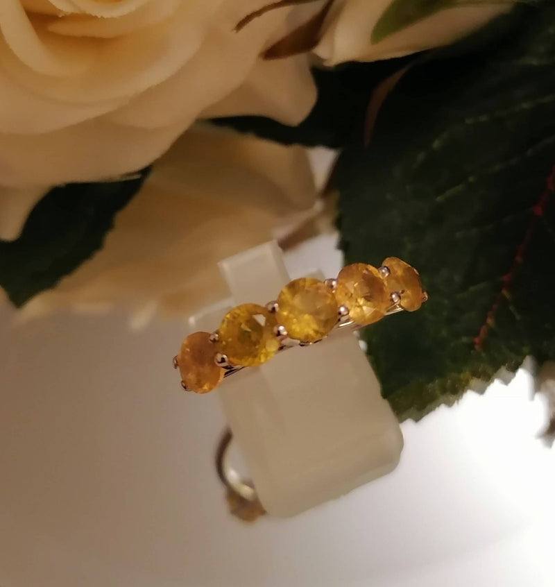 New Yellow Sapphire and Natural Cambodian Zircon Ring (Size T)