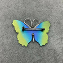 Silver and neochrome titanium butterfly brooch