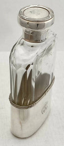 Edwardian Silver & Cut Glass Hip Flask. London 1910 Asprey & Co. Ltd.