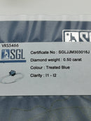 New 1/2 CT blue diamond solitaire ring (Size W)