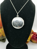 New sterling silver engraved floral locket pendant necklace -16"