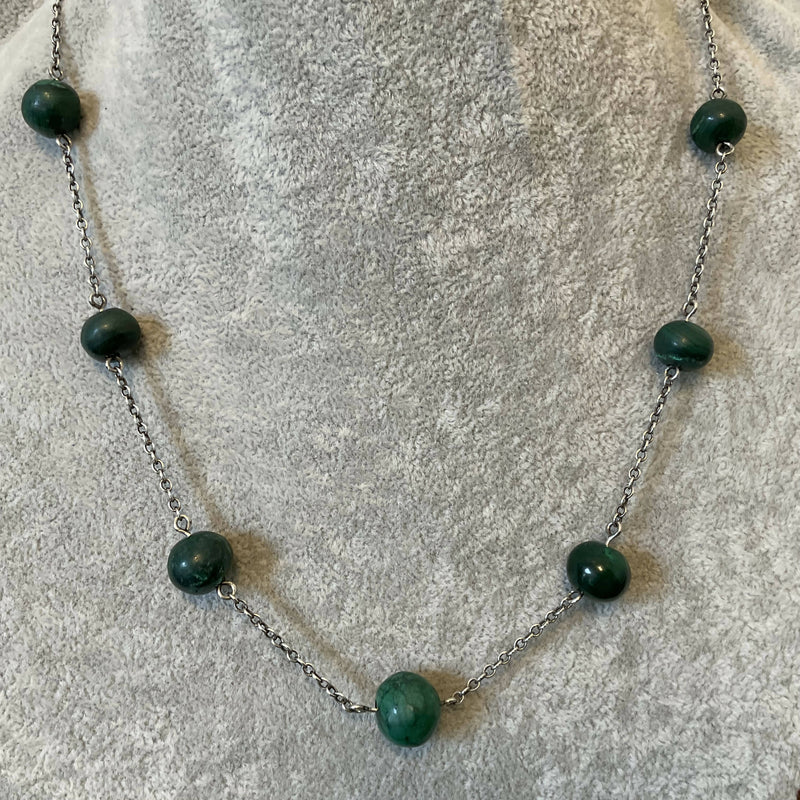 Malachite and silver necklace