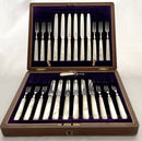Late Victorian Cased Set of Silver Plated & Mother of Pearl Fruit Cutlery for Twelve. Allen & Darwin of Sheffield & London.