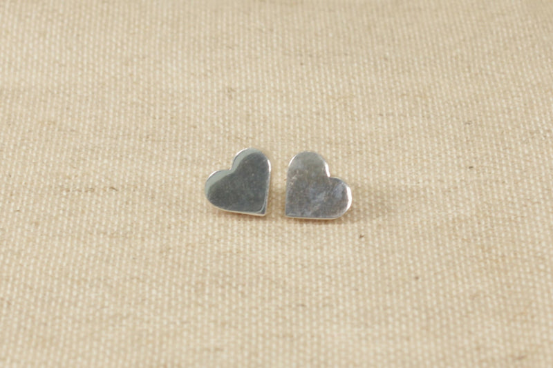 Silver Heart Chunky Ear Stud Earrings