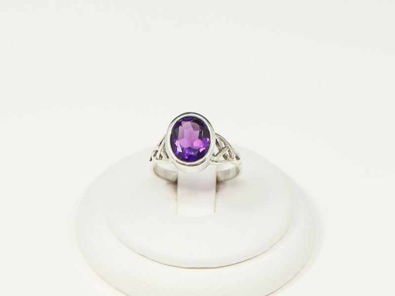 Silver & Amethyst Celtic Design Ring