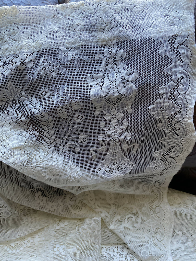 "Lucinda" A Victorian design c1900 Cream Cotton Lace Curtain Panel 58"/90"