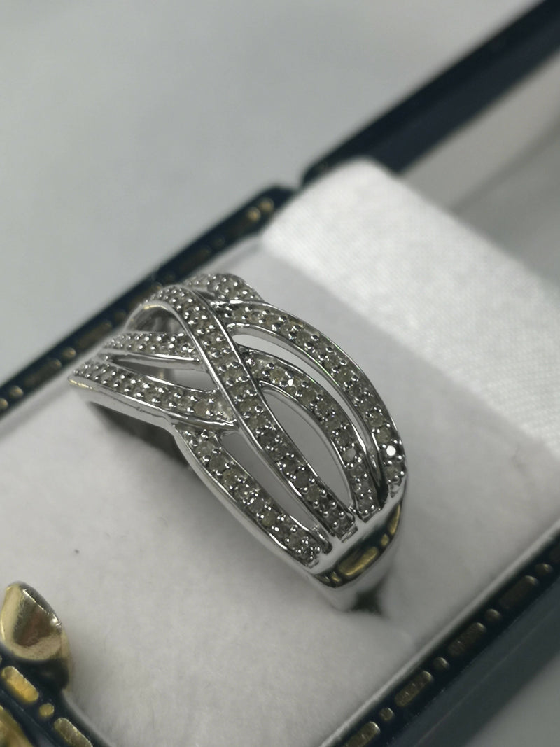 Vintage Sterling Silver Diamond Ring