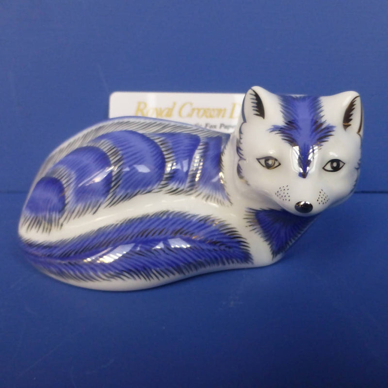 Royal Crown Derby Paperweight Platinum Arctic Fox (Boxed)