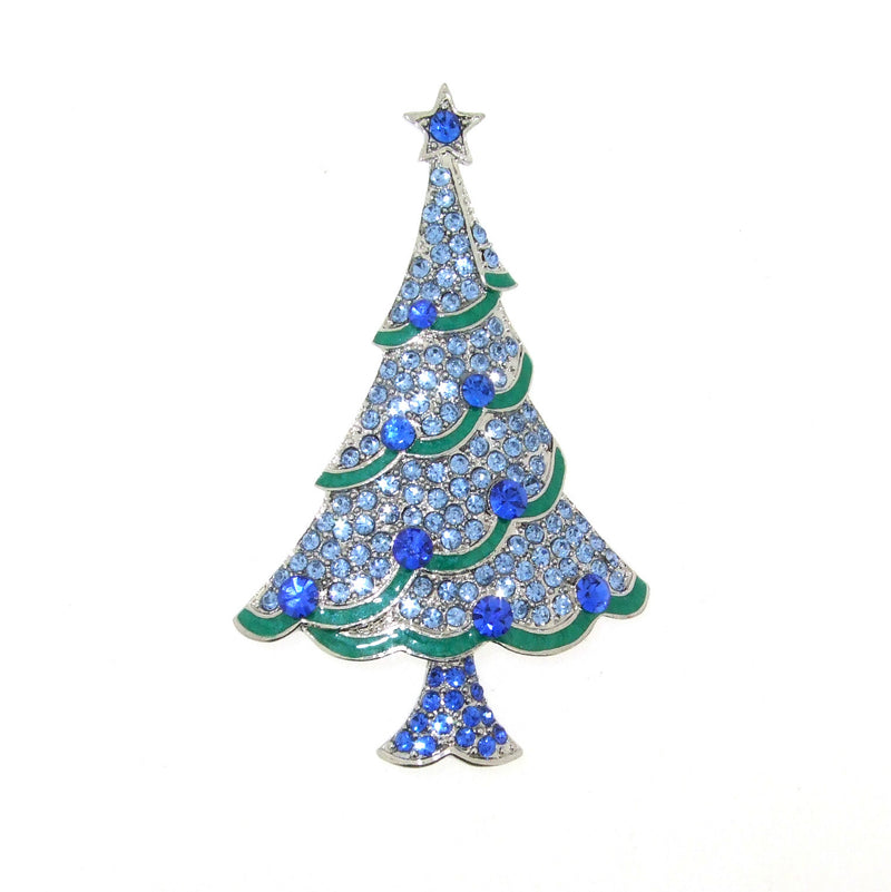 Christmas Tree Brooch blue with star