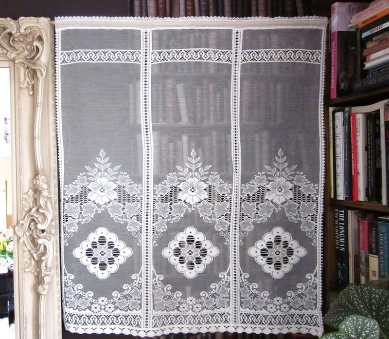 "Victoria" Vintage Heritage Design Cream Cotton Lace Curtain Panel - 36 x 54 Inches