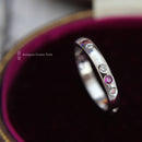 9ct White Gold Pink Sapphire & Diamond Band