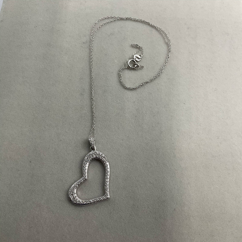 Sterling silver and CZ heart pendant necklace