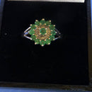 Silver Emerald and Diamond Ring Size N