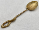 Victorian Cased Set of Twelve Naturalistic Leaf & Vine Form Gilt Metal Teaspoons, circa 1870 - 1890.