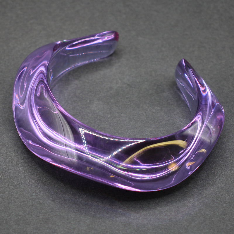 Baccarat purple crystal Galet wave cuff bracelet