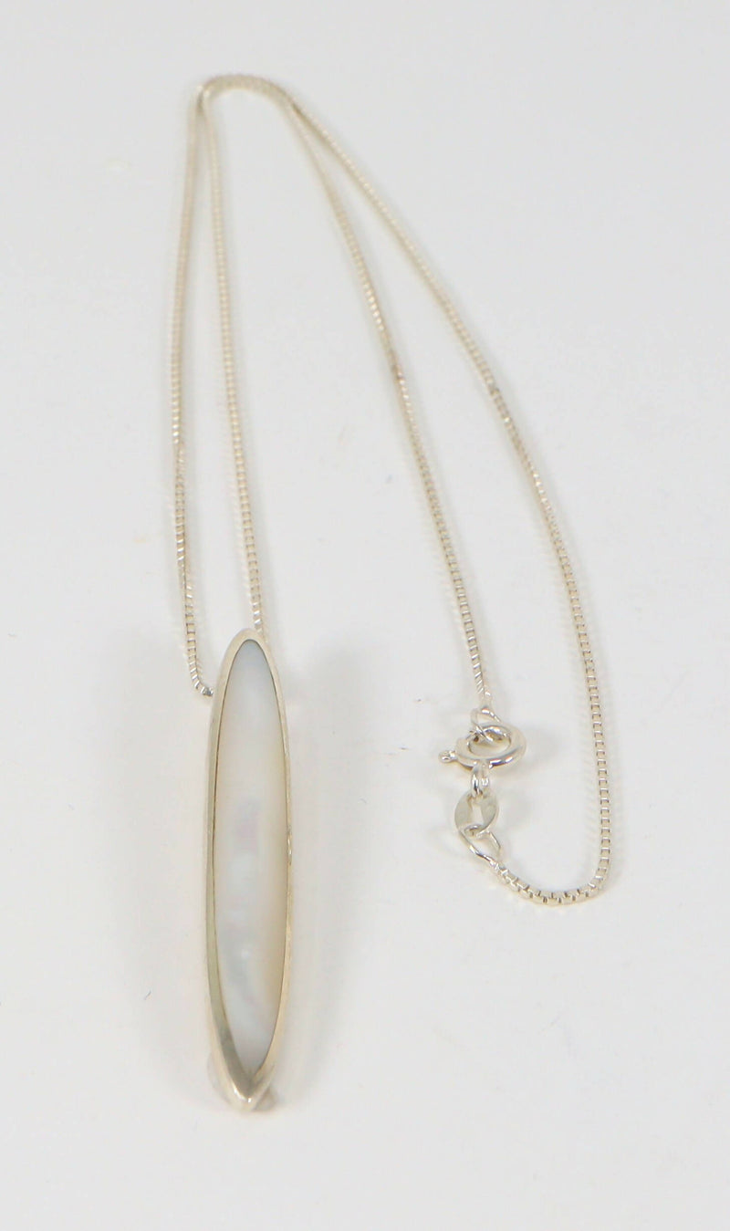 Vintage Silver & Mother of Pearl Pendant & Chain