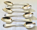 Georgian, George III, set of six silver teaspoons. London 1798 Samuel Godbehere & Edward Wigan. 2.57 troy ounces.
